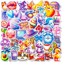 Pixel Cartoon Graffiti Stickers - Waterproof Laptop, Notebook, Water Bottle Decor (10/30/50pcs) (Online Order Only)