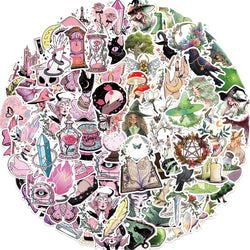 10/30/50/100pcs Cute Art Gothic Pink Green Magic Witch Aesthetic Stickers Cartoon Decal Laptop Phone Suitcase Decoration Sticker (ONLINE ORDER ONLY)