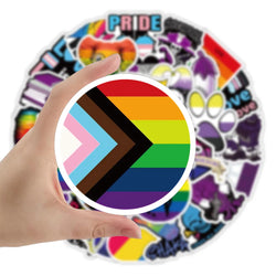 50Pcs/Set LGBTQ+ Rainbow Waterproof Removable Pvc Stickers for Wall Car Bike Laptop Scrapbook Sticker (Online Order Only)