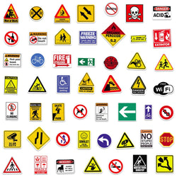 10/30/50/100pcs Cool Warning Sign Graffiti Stickers  Danger Banning Decals Motorcycle Laptop Skateboard Phone Waterproof Sticker (Online Order Only)