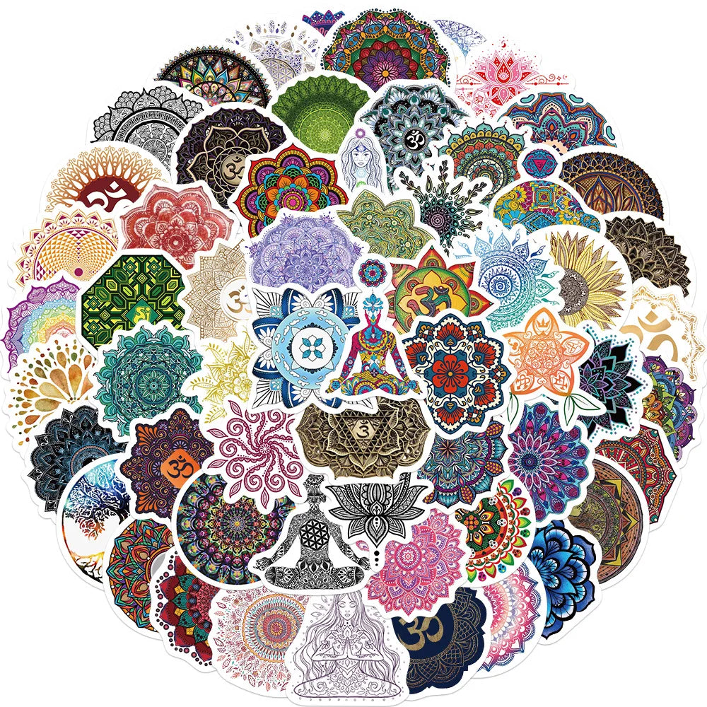 Mandala Flowers Yoga Graffiti Stickers Decals for Skateboard Notebook Phone Laptop (Online Order Only)