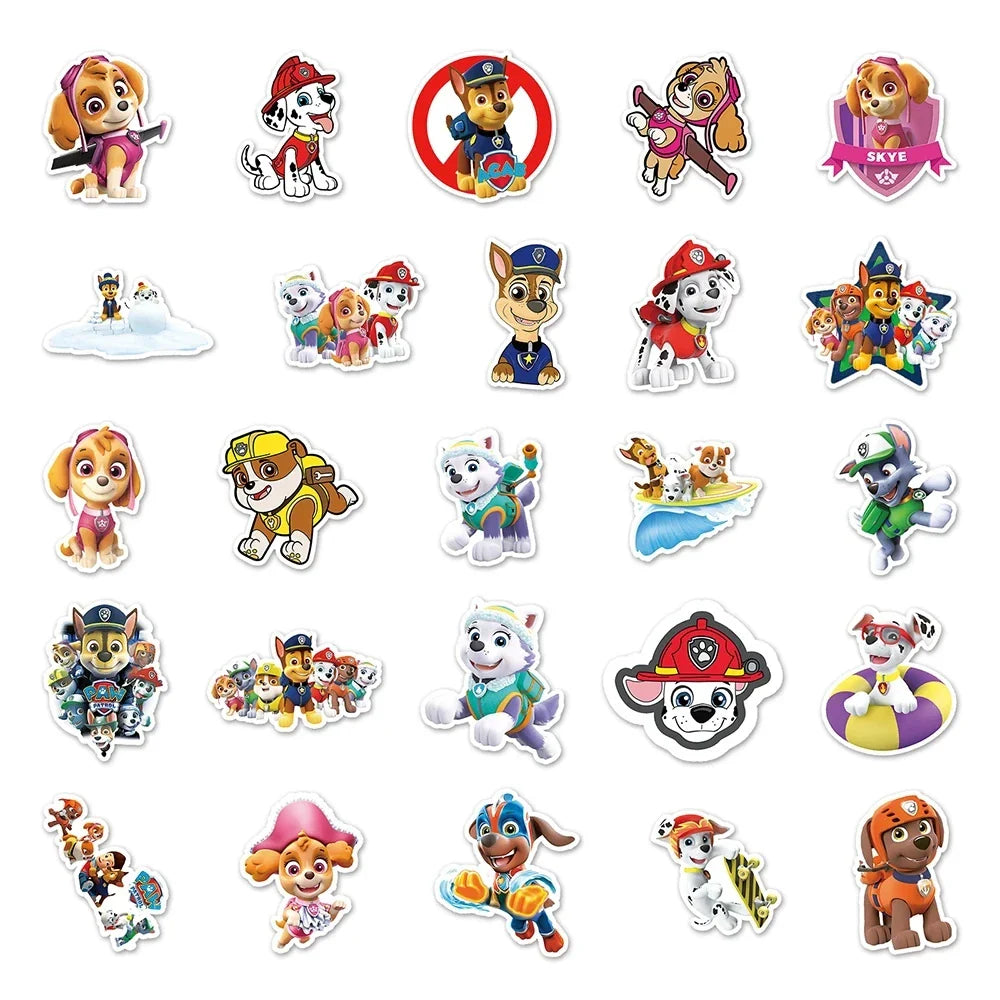 10/30/50PCS Cool Cute PAW Patrol Stickers PVC Decal Decoration Phone Skateboard Luggage Fridge Graffiti Sticker Toy Gift for Kid (ONLINE ORDER ONLY)