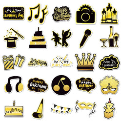 50Pcs Birthday Black Gold Series Cartoon Cute Waterproof Sticker Skateboarding Snowboard Retro Vinyl home decal Sticker (ONLINE ORDER ONLY)
