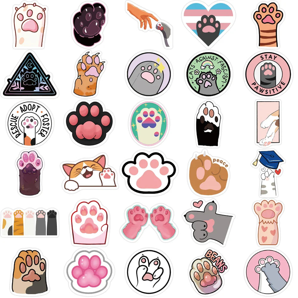 61PCS Cute Cat Paw PVC Sticker Aesthetic Children Decoration For Scrapbooking Korean Stationery School Supplies for Kids Toys (Online Order Only)