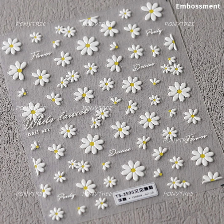 Cute Bee Honey Jar Daisy Flowers Gather Honey Pot Love Heart Green Leaves Reliefs Self Adhesive Nail Art Stickers Manicure Decal (ONLINE ORDER ONLY)