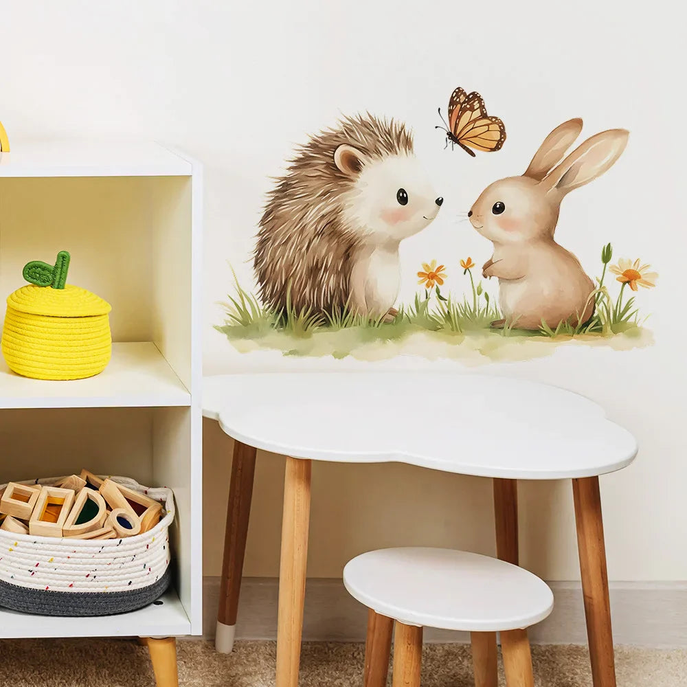 Cartoon Hedgehog Rabbit Wall Sticker Kids Room Decor Self-adhesive Decals (ONLINE ORDER ONLY)