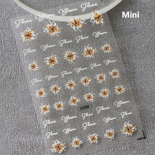 Vivid Honey Bee Ribbon Bowknot Pot Daisy Wreath Flower Shining Tulip Honeycomb Jar Self Adhesive Nail Art Sticker Manicure Decal (ONLINE ORDER ONLY)