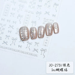 Gold Silver White Black Pink Blue Bowknot Ribbon Flat 3D Line Gird Strap Tie Elegant Charming Nail Art Stickers Manicure Decals (ONLINE ORDER ONLY)