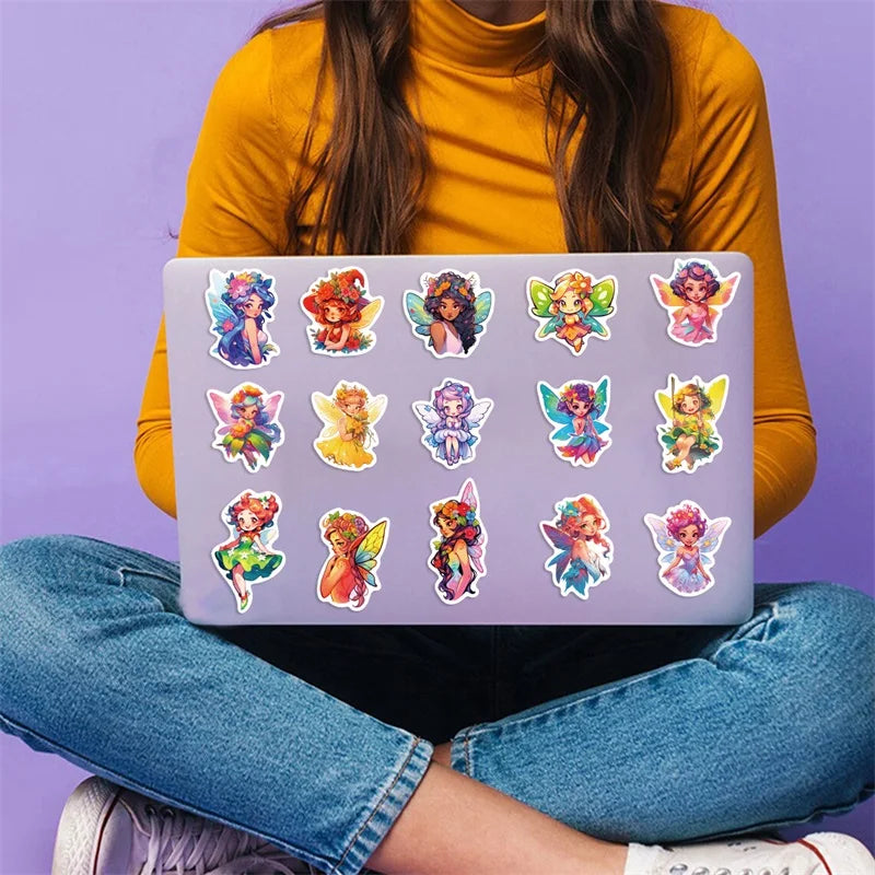 10/30/50PCS Cartoon Flower Fairy PVC Sticker Aesthetic DIY Korean Stationery Decoration Scrapbooking School Supplies for Kids (ONLINE ORDER ONLY)
