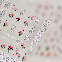 Red Azalea Rose Peony Crane Warbler Bird Fish Lily Chicken Rabbit Lobster Flower Retro Chinese Nail Art Sticker Decoration Decal (Online Order Only)
