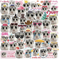 10/50pcs Funny Sad Hamster Meme Stickers Cute Decals Aesthetic Phone Notebook Suitcase Laptop Fridge Wall Cartoon Animal Sticker (Online Order Only)