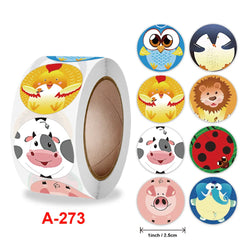 500Pcs Children's Cartoon Animal Stickers Baby Stickers Kindergarten Inspirational Little Red Flower Reward Roll Stickers (Online Order Only)