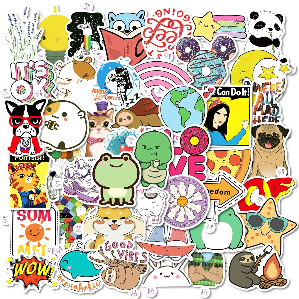 50Pcs Cartoon Graffiti Stickers for Helmet, Wall, DIY Decoration (Online Order Only)