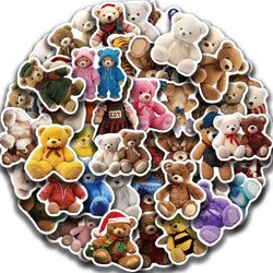 50PCS Cartoon Anime Kawaii Bear Stickers Plush For Water Bottle Laptop Skateboard Scrapbook Luggage Kids Sticker Waterproof PVC (Online Order Only)