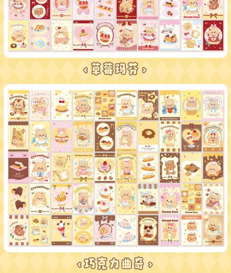 50piece/book Retro Cute Cream Bear Sticker for Phone Camera Journal Postcard DIY Kawaii Decoration Sticker Gift (ONLINE ORDER ONLY)