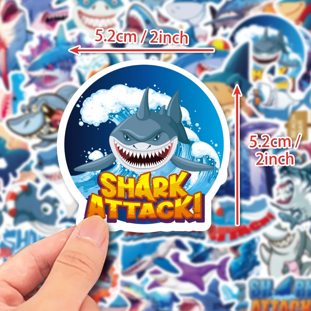 10/50PCS Cartoon Anime Cute Shark Stickers Skateboard Suitcase Freezer Graffiti Luggage Motorcycle DIY Decal Sticker for Kid (ONLINE ORDER ONLY)