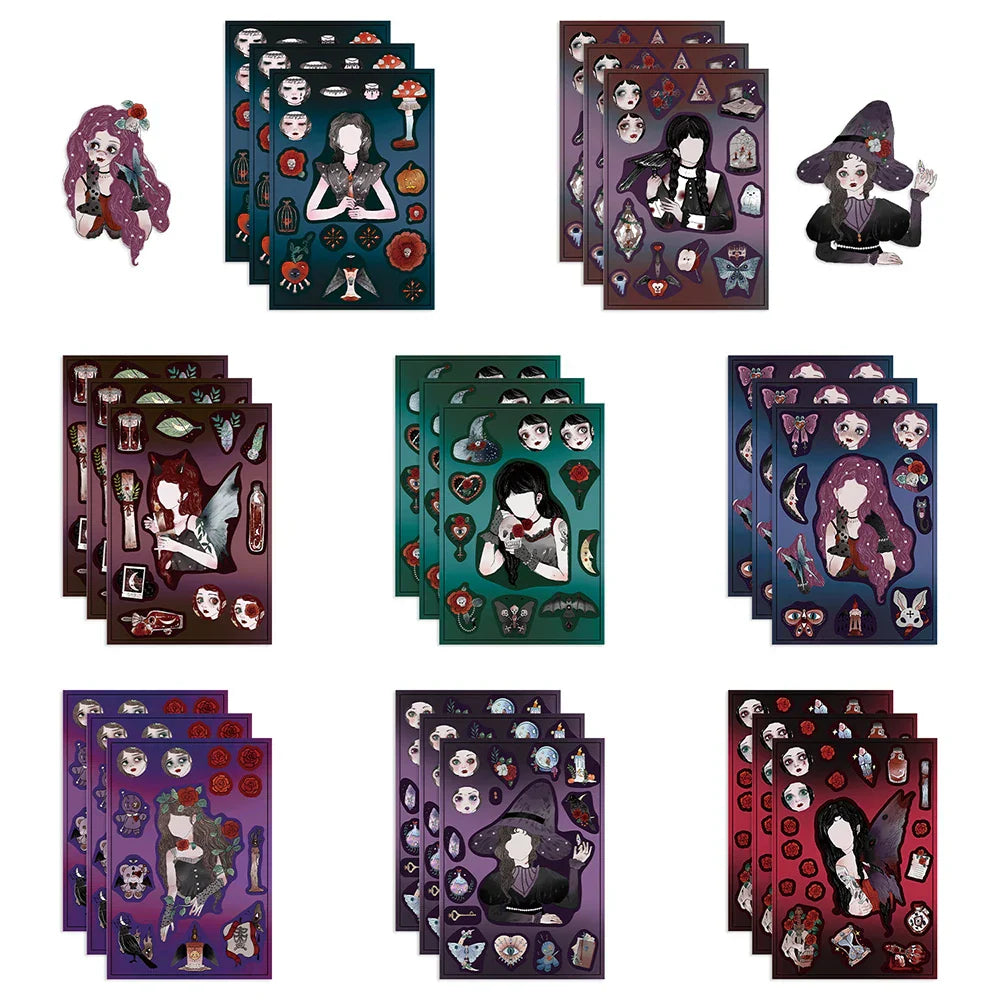 Cool Goth Girl Face Puzzle Stickers DIY Jigsaw Kids Toy Party Favor Gift (Online Order Only)