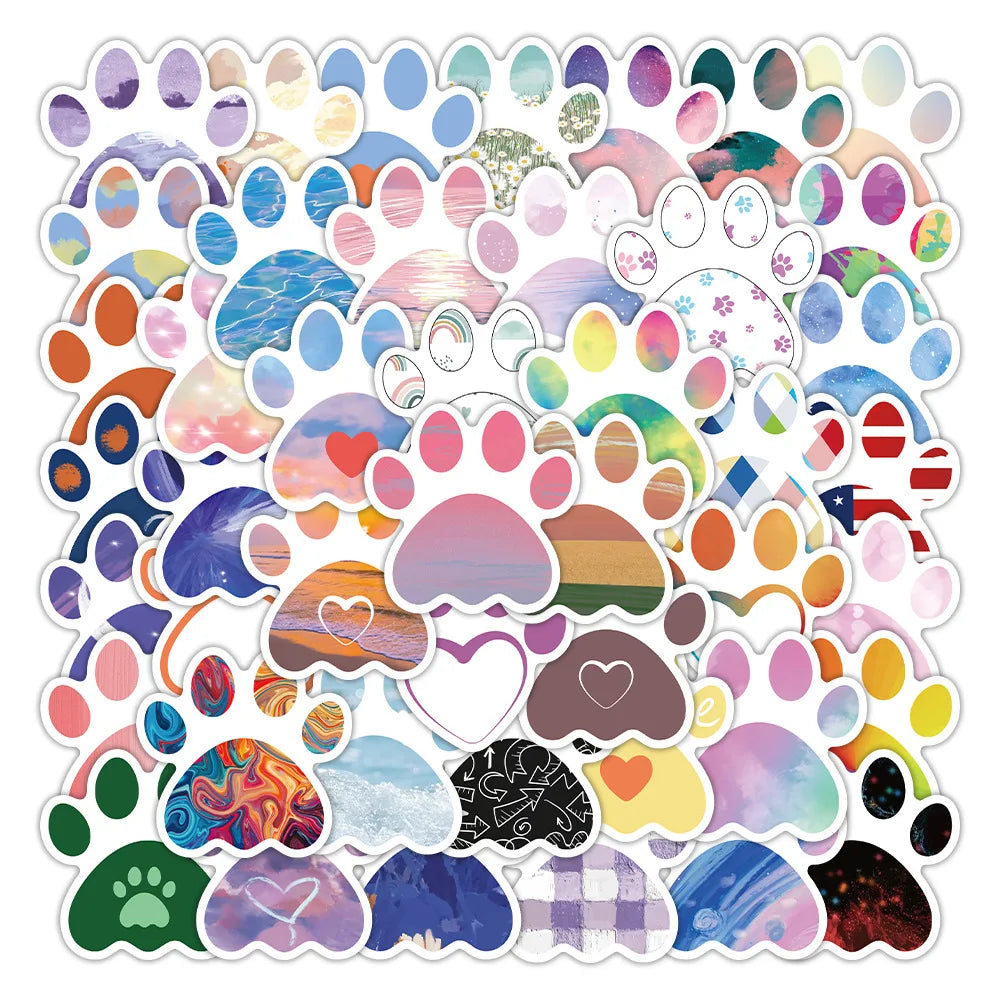 10/50Pcs Cute Dog Paw Stickers for Scrapbooking Phone Stationery Laptop Aesthetic Kawaii Sticker Pack Scrapbooking Material (Online Order Only)