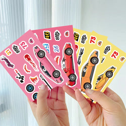 8/16Sheets Modified Racing Car Puzzle Stickers Game Make a Face Assemble Jigsaw Kid Education Toy Craft Sticker Kid Party Gift (Online Order Only)