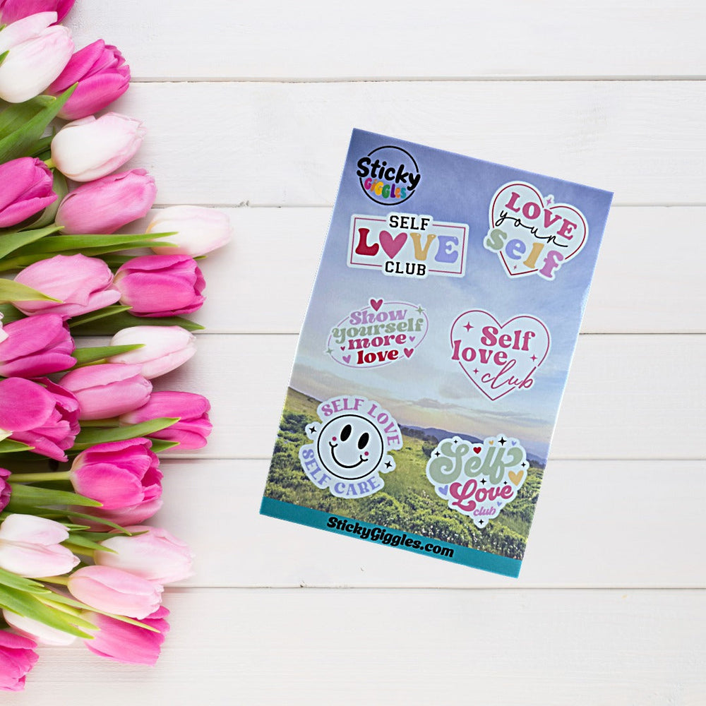 Cute Self Love Inspirational Sticker Sheet 6 Stickers (ONLINE ORDER ONLY)