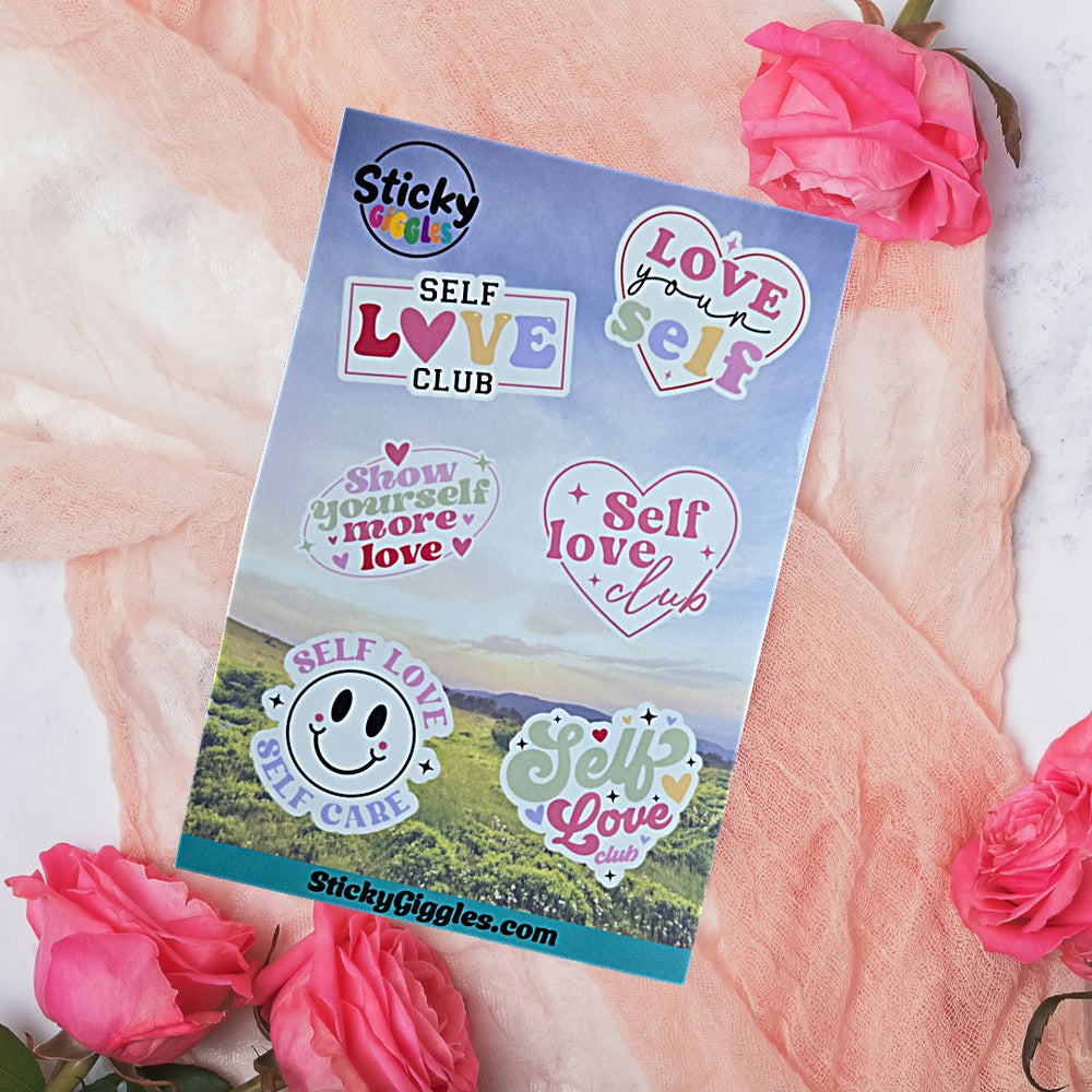Cute Self Love Inspirational Sticker Sheet 6 Stickers (ONLINE ORDER ONLY)