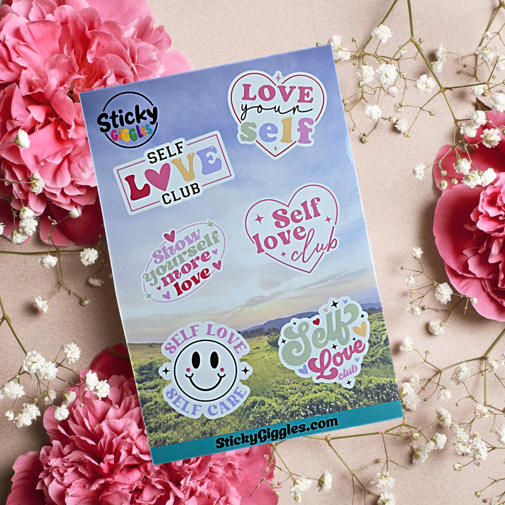 Cute Self Love Inspirational Sticker Sheet 6 Stickers (ONLINE ORDER ONLY)