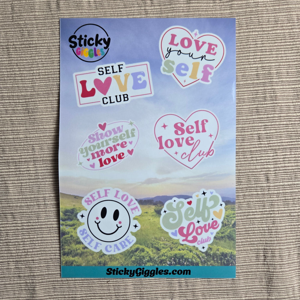 Cute Self Love Inspirational Sticker Sheet 6 Stickers (ONLINE ORDER ONLY)