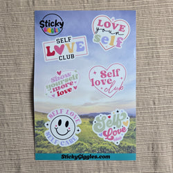 Cute Self Love Inspirational Sticker Sheet 6 Stickers (ONLINE ORDER ONLY)
