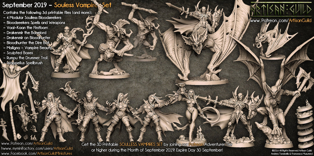 3D Printed Artisan Guild Vaal Kan the Firstborn Soulless Vampires Set 28mm 32mm (Online Only)