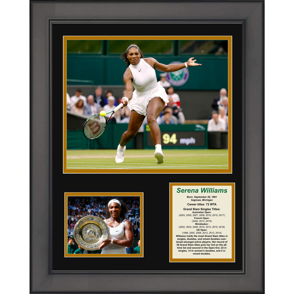 Framed Serena Williams Career Highlights & Biography Tennis 11"x14"Three Photo Collage (ONLINE ORDER ONLY)