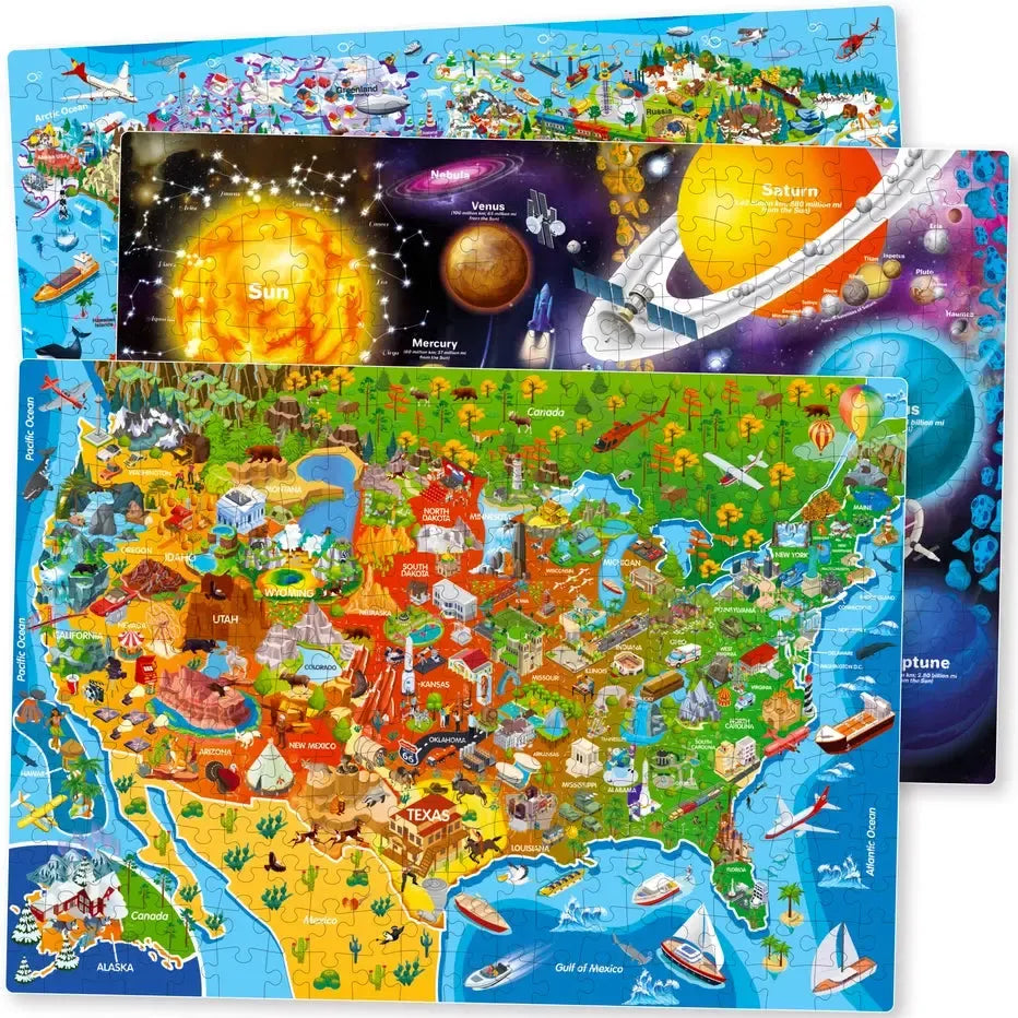 Set of 3 1000 Piece Map Jigsaw Puzzle Quokka