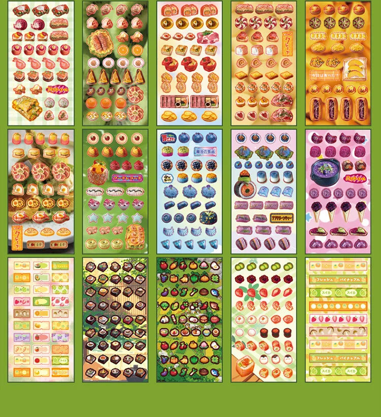 25 Pages Ins Retro Cute Food Cake Decorative Stickers Book Scrapbooking Phone Case DIY Journal Collage Material Sticker Gift (ONLINE ORDER ONLY)