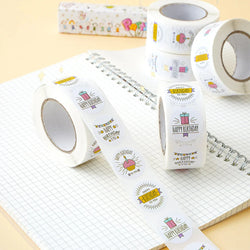 100-500pcs Round Happy birthday Labels Kraft Paper Sticker Candy Bag Flower Gift Box Cake Boxes and Packaging Wedding Stickers (ONLINE ORDER ONLY)