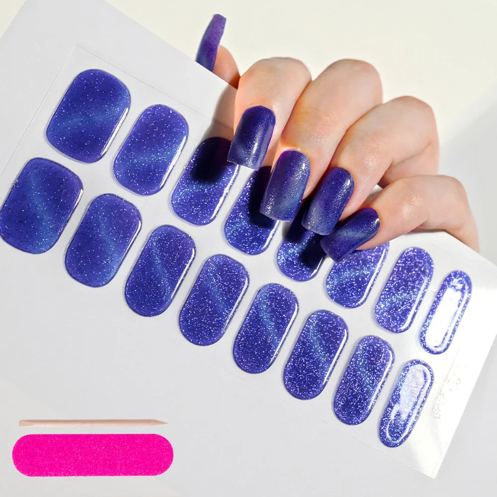 Nude Pink French Semi-Cured Gel Nail Patch Slider Adhesive Waterproof Long Lasting Full Cover Gel Nail Sticker UV Lamp Needed *^ (ONLINE ORDER ONLY)
