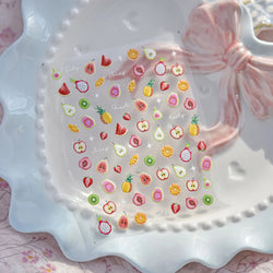 Fruit Paradise Guava Strawberry Pear Peach Orange Watermelon Pitaya Cherry Kiwifruit Pineapple Nail Art Stickers Manicure Decals (ONLINE ORDER ONLY)