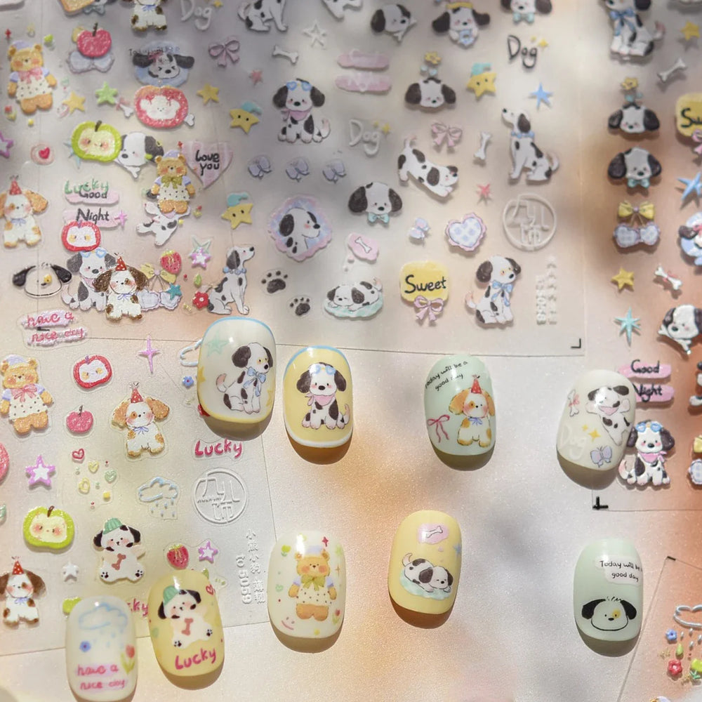 Fruits Apple Strawberry Animals Bear Dog Party Dream Flower Bone Rain Self Adhesive Nail Art Decoration Sticker Manicure Decals (Online Order Only)