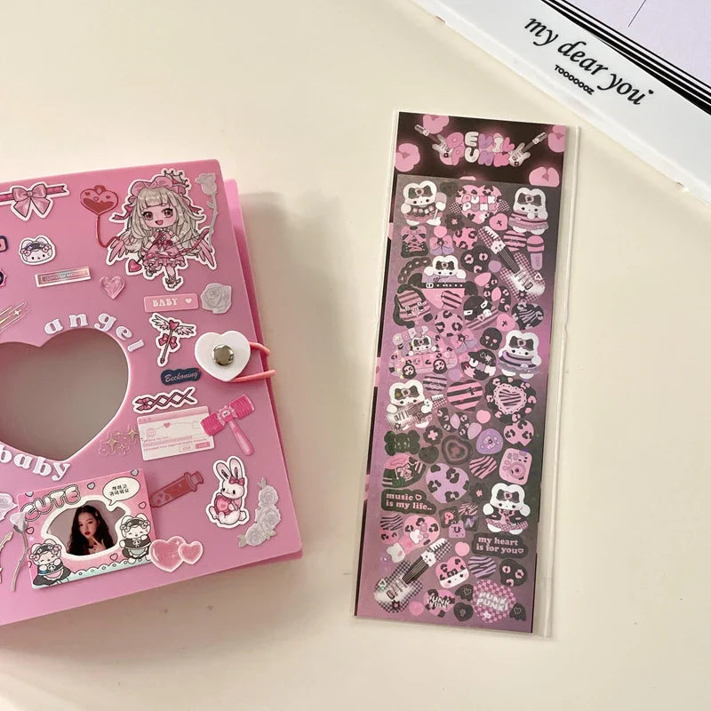 Korean ins Cute Punk Rock Bunny Stickers Hand Account Idol Card DIY Material Decorative Sticker Personalized Kawaii Stationery (Online Order Only)
