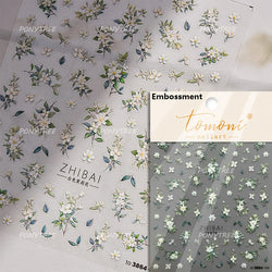 Pure White Lily Petals Flower Butterfly Branch Leaves Line Minimalist Self Adhesive Nail Art Decorations Sticker Manicure Decals (ONLINE ORDER ONLY)