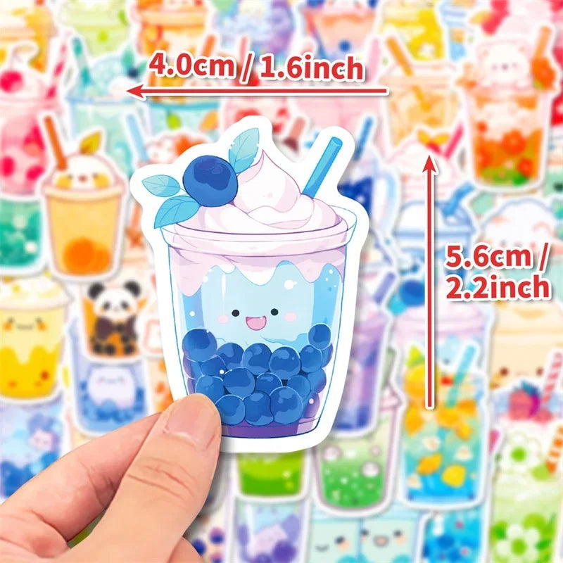 10/30/50PCS Panda Pearl Milk Tea PVC Sticker Aesthetic Children's Decoration Scrapbooking Stationery School Supplies for Kids (Online Order Only)
