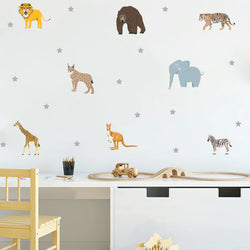 Cartoon African Animal Wall Stickers for Kids Nursery Decor Removable PVC Decals (ONLINE ORDER ONLY)