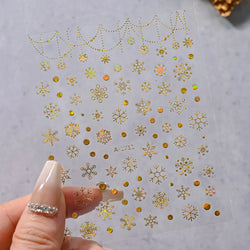 1PCS Laser Gold Snowflake Christmas Tree Nail Sticker 3D Adhesive Nail Decals Nail Art Accessories New Christmas Decoration 2024 (ONLINE ORDER ONLY)