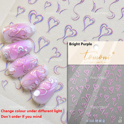 Line Love Heart Arc French Romantic Curve Punk Attitudinal Hollow Geometric Figure Adhesive Nail Art Stickers Manicure Decals (Online Order Only)