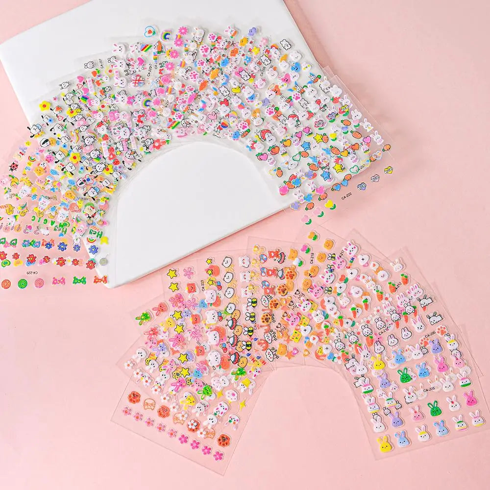 30pcs Children's Cartoon Rabbit Nail Stickers with Sequins and Glitter Colorful Flowers DIY Decal Kid Toy Kawaii Girl Ornaments* (ONLINE ORDER ONLY)