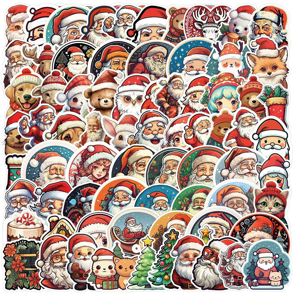 10/30/50/100pcs Kawaii Retro Christmas Stickers Decals Laptop Skateboard Phone Suitcase Fridge Decoration Sticker for Kids Toys (ONLINE ORDER ONLY)