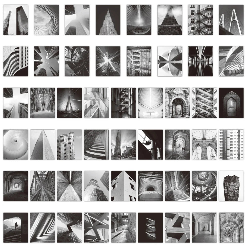 10/30/52pcs Black White Art Cool City Stickers Decal Laptop Phone Guitar Luggage Skateboard Car Waterproof Funny Sticker Kid Toy (Online Order Only)