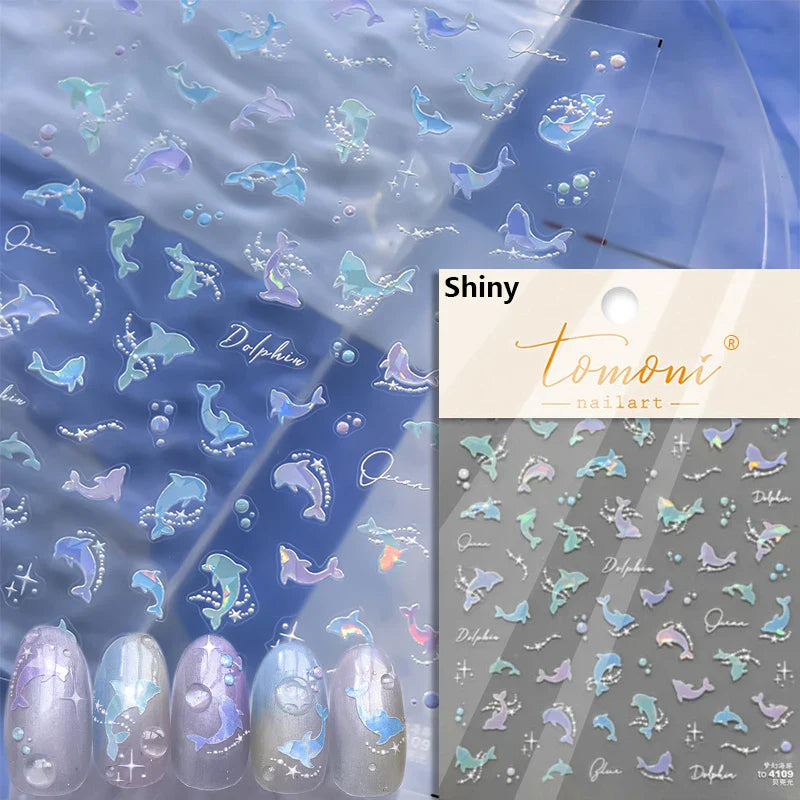 Little Red Fish Jelly Summer Goldfish Carp Ocean Beach Mermaid Sea Shiny Small Koi Soft Relief Nail Art Stickers Manicure Decals (ONLINE ORDER ONLY)