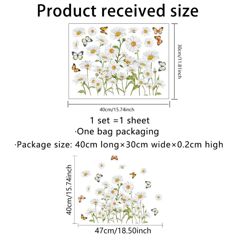 Small Daisy Butterfly Wall Stickers For Living Room Background Decoration Mural Removable Glass Window Bedroom Home Decor Decals (ONLINE ORDER ONLY)