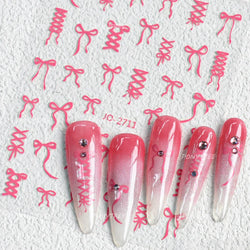 Gold Silver White Black Pink Blue Bowknot Ribbon Flat 3D Line Gird Strap Tie Elegant Charming Nail Art Stickers Manicure Decals (ONLINE ORDER ONLY)