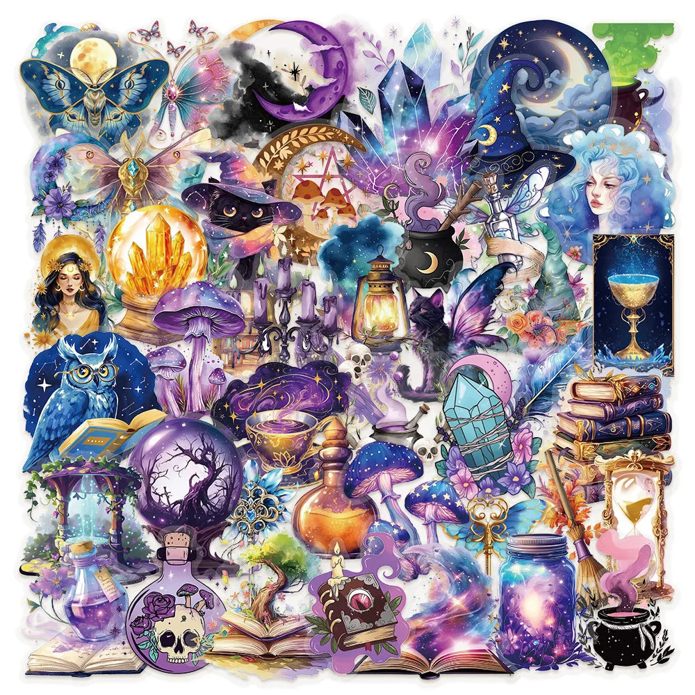 Gothic Witch Magic Cartoon Stickers PVC Waterproof Skateboard Notebook Decor (Online Order Only)