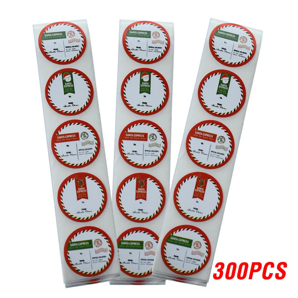 100-500pcs Merry Christmas DIY Handmade Sticker Package Thank You Label Sealing Stickers Party Festive Decor Supplies Children (ONLINE ORDER ONLY)